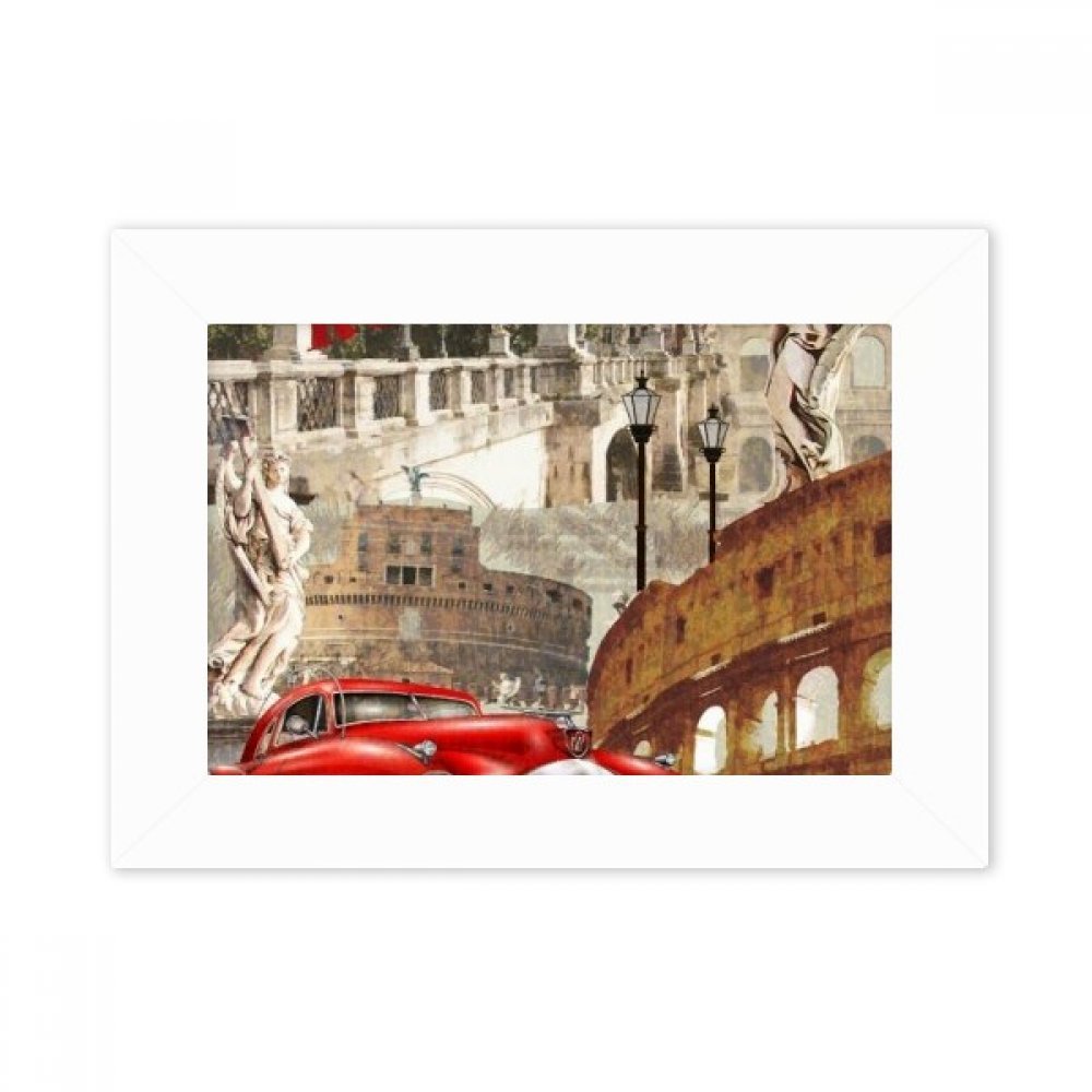Cadre photo de bureau paysage Italie Rome blanc 10.2x15.2cm de style minimaliste