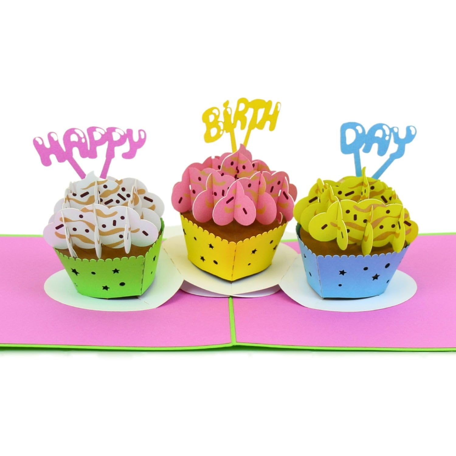 WOW! 3D Pop-Up Geburtstagskarte Mit Regenbogen-Cupcake – Bunt, Fröhlich & Persönlich