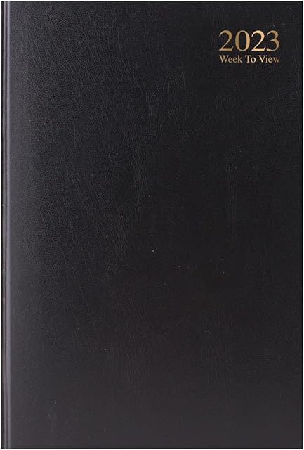 2023 A4 Week to View Diary | WTV A4 Planner | Hardback Cover | Casebound (BLACK)