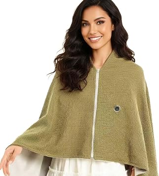 USB Power Supply Electric Heated Blanket Shawl Portable Wearable Heated Throw 3 Heat Levels Machine Washable Cozy 62x32 Inches Green
