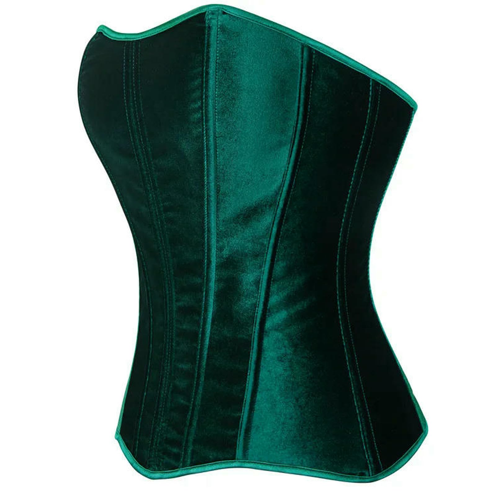 Ceinture amincissante Femme Donne Overbust Corsetto Tops Laterale Cerniera Verde Velluto Pizzo Osso Bustier Shapewear Dimagrimento Vita Modellare Corsetto-Green-XS（Old）