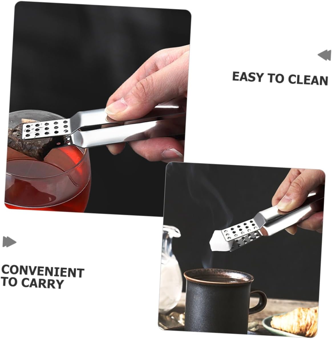 SOLUSTRE Ergonomic Bbq Tongs Stainless Steel Ice Cube Tongs Multi-use Kitchen Tool