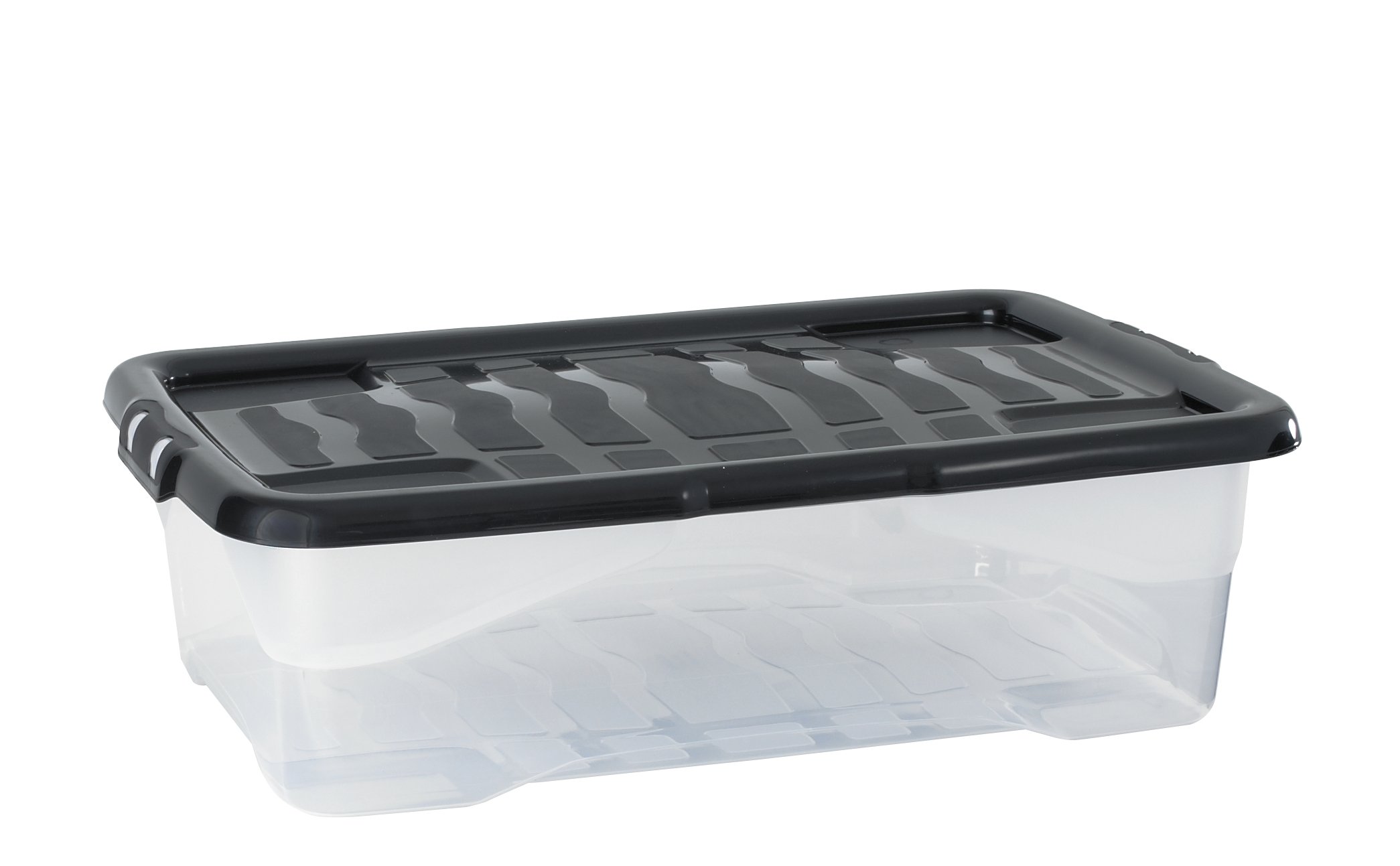 Strata 30 Litres Curve Underbed Box & Lid - Clear / Black Lid,