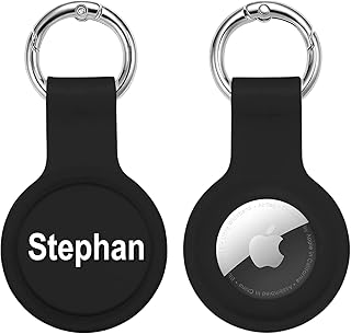 Personalisierte Airtags Schlüsselanhänger mit Text Silikon Stoßfest Weich Schwarz GPS Bild Bedrucken für Hund Katze Geschenk Freund Frauen Mann Geburtstag Weihnachten Valentinstag
