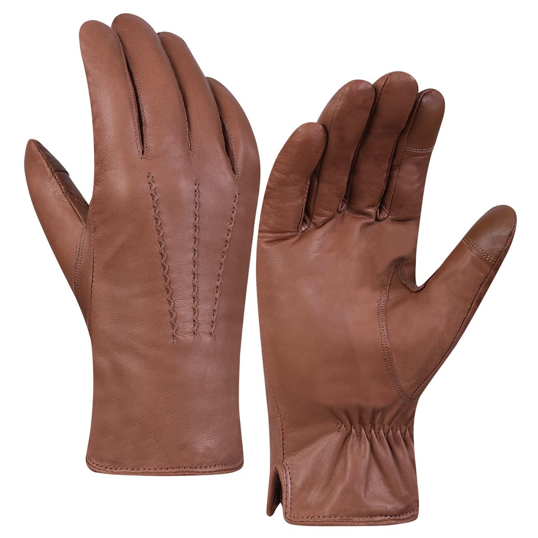 Harssidanzar Herren Lederhandschuhe Fleecefutter Touchscreen GM040EU