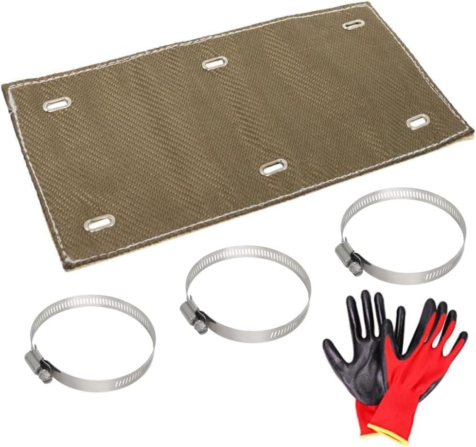 Titanium Pipe Shield 8"x4", Exhaust Heat Shield, 2 Layer Motorcycle Exhaust Heat Shield, Muffler Heat Shield Exhaust Wrap Pipe Heat Insulation,Heat Protection up to 2500°F