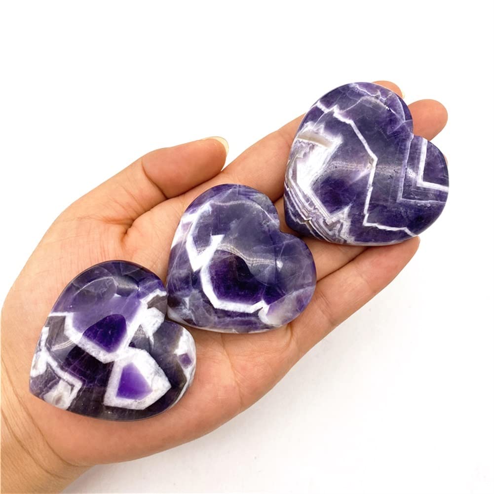 Haussammlung 1 Packung natürlicher Fantasie-Amethyst-Herzstein, Kristall, handgeschnitzte Palmherz-Edelsteine, wunderschöner Kristall,