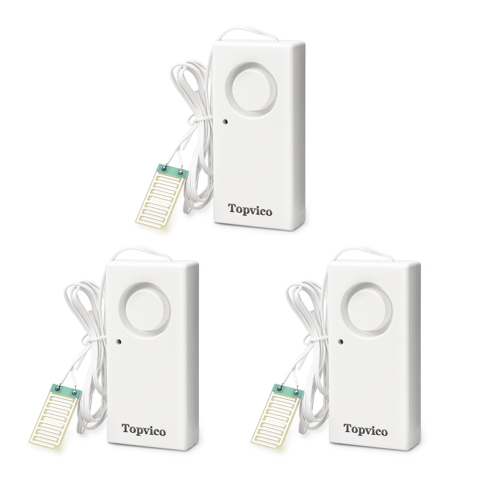 Topvico Water Alarms for Basements, Heater Leak Detector, Sump Pump Overflow Moisture Flood Sensor, 120dB Work Alone Battery Operated 3 Packs-image-9
