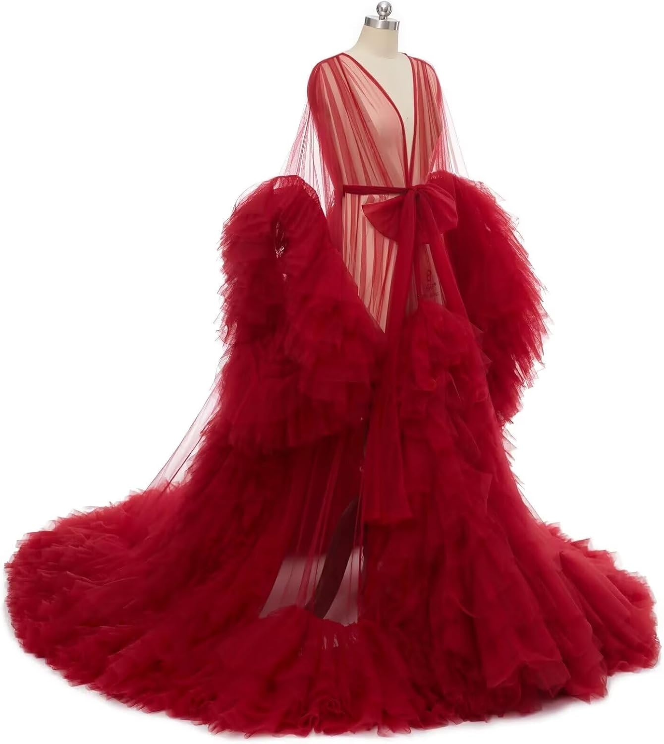 Tulle Robe Long Lingerie Bridal Dressing Gown Puffy Nightgown Photoshoot Sheer Sexy Pregnancy Robes for Baby Shower