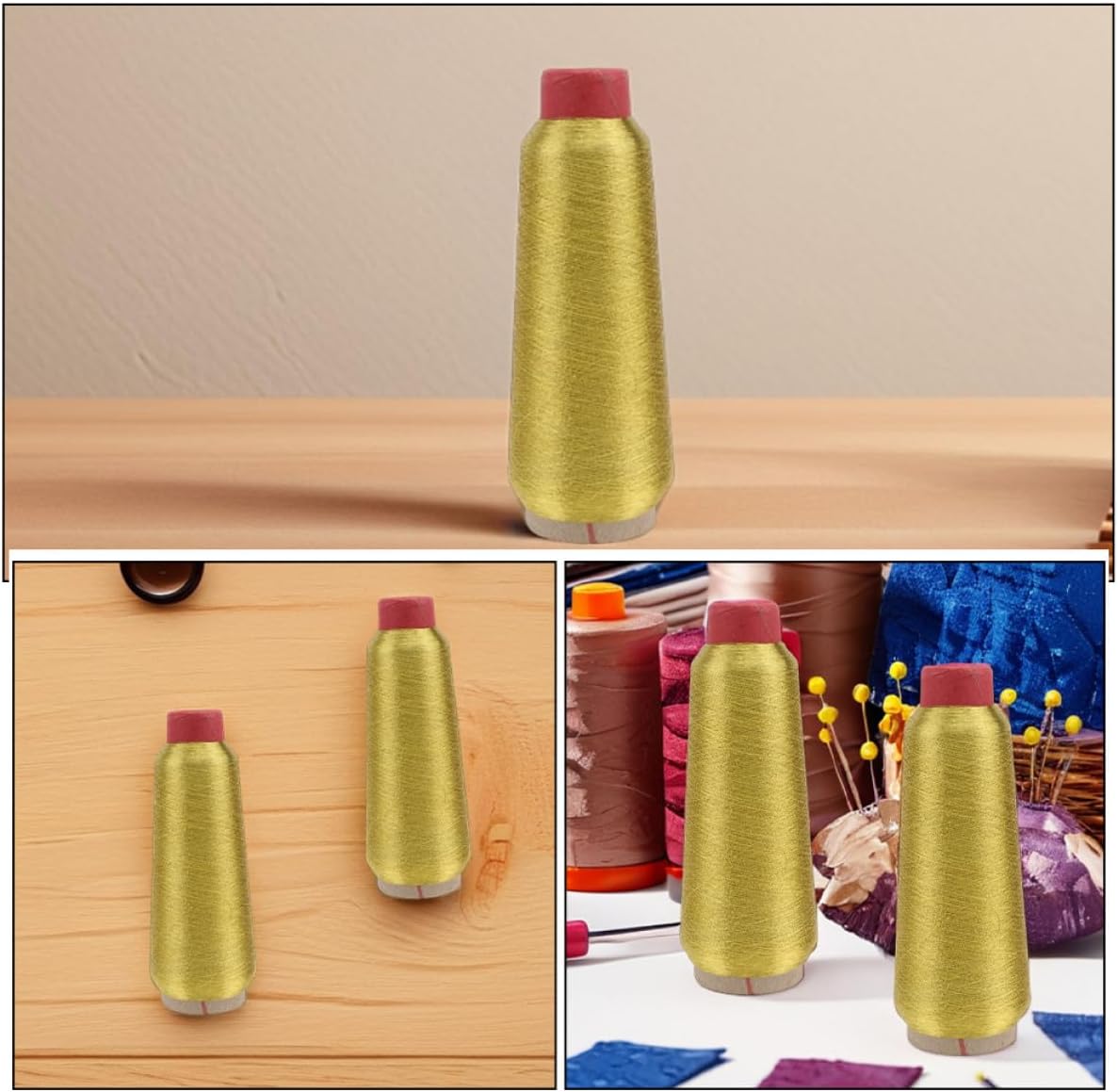 Alipis Reflective Glitter Embroidery Machine Thread 2 Rolls Gold 150d Polyester Cross Stitch Sewing Floss for DIY Craft and Clothes Accessories