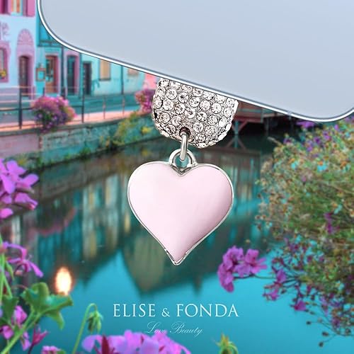 Miniatura 2 de ELISE & FONDA CP604 Puerto de carga USB Cristal Anti Polvo Plug Little Love Heart Phone Charm para iPhone 131211XS MAXXRX8 Plus76S8SE iPad iPod