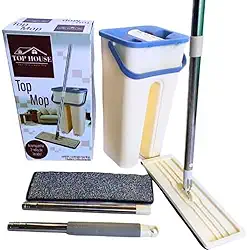 Mop Flat Com Balde compacto com capacidade de 5 litros Cabo com articulação 360º, ideal para limpar embaixo de móveis Super Moderno.