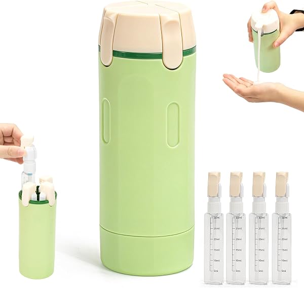 Set de botellas dispensadoras de viaje 4 en 1: botellas exprimibles rellenables a prueba de fugas para artículos de tocador - contenedores de viaje portátiles para champú, loción, acondicionador y - 1