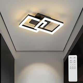 ANTENLICHT LED Deckenlampe Schlafzimmer Modern Geometrisch 20W Wandleuchte, Deckenleuchte mit Fernbedienung Stufenlos Dimmbar 3000-6500K für Flur Balkon, Esszimmer, Garderobe, Schwarz