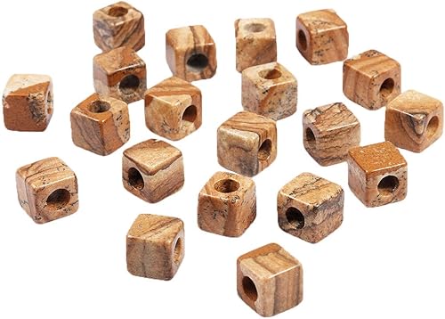 Miniatura 7 de TUMBEELLUWA Cuentas de piedra para hacer joyas, cuentas sueltas de cristal curativo con agujero grande y forma cuadrada, paquete de 15, ojo de tigre