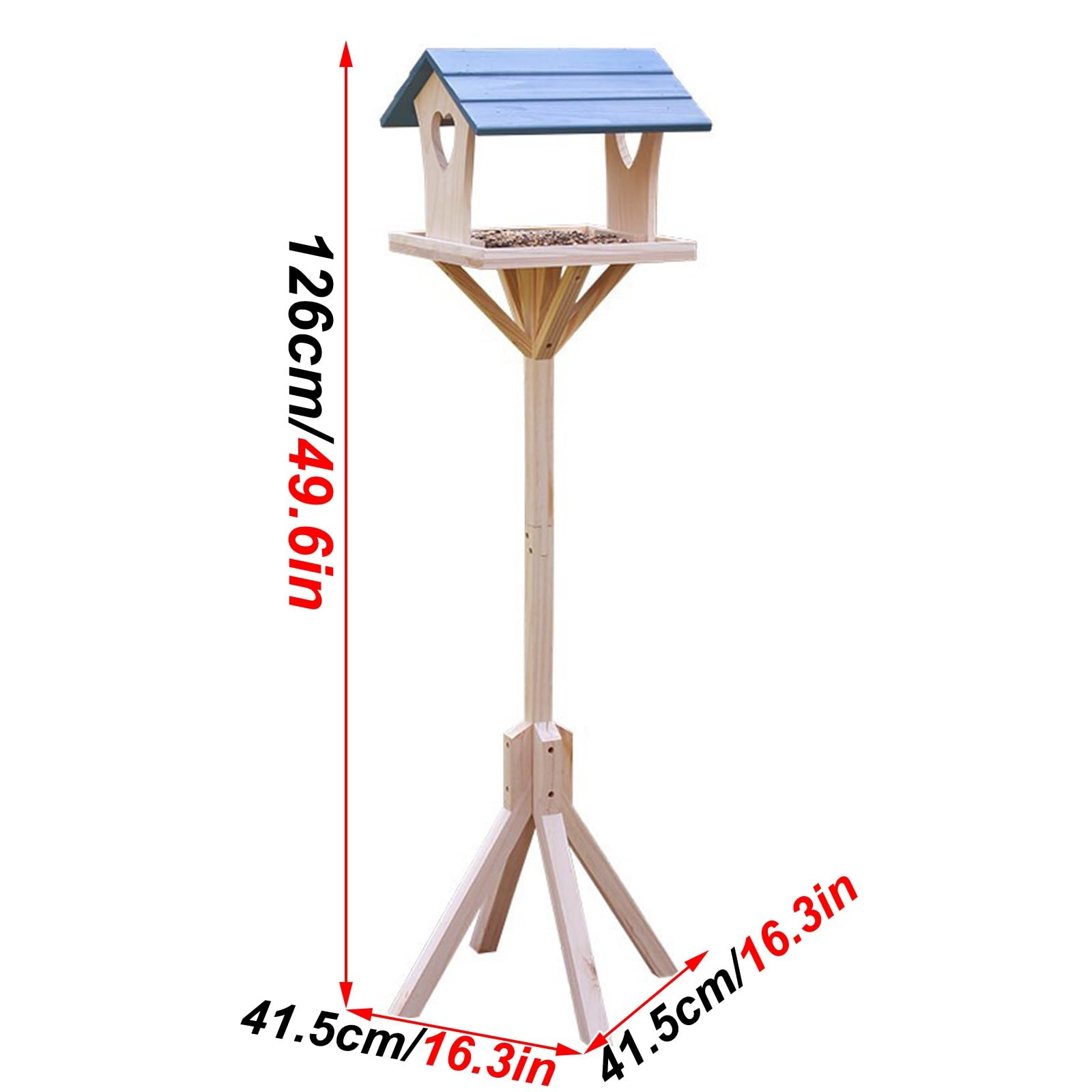 Comedero Pajaros Exterior, Comederos para Aves Silvestres, con Soporte, Madera de Pino, Fácil Montaje, para Jardín, Balcón o Terraza