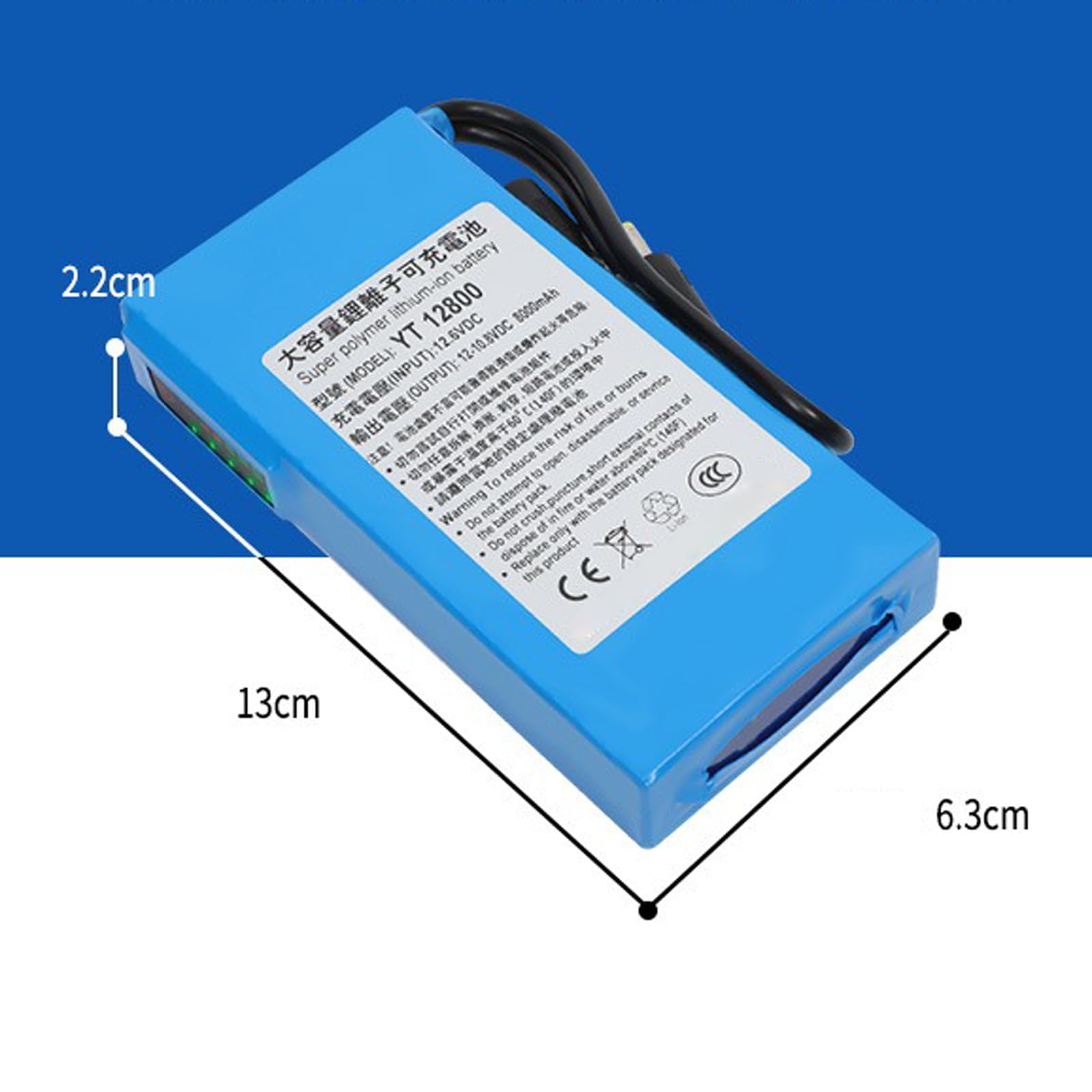Batería de Litio de 12 V, 8000 mAh, CC, Recargable, portátil, para DVD, Reproductores CCTV, MP4, Tiras de Luces LED y cámaras con Cargador,with Light 12v 8000mah