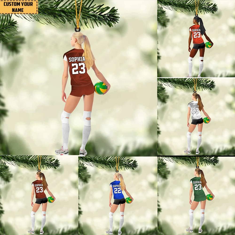 Personalized Volleyball Ornament, Volleyball Ornaments for Christmas Tree