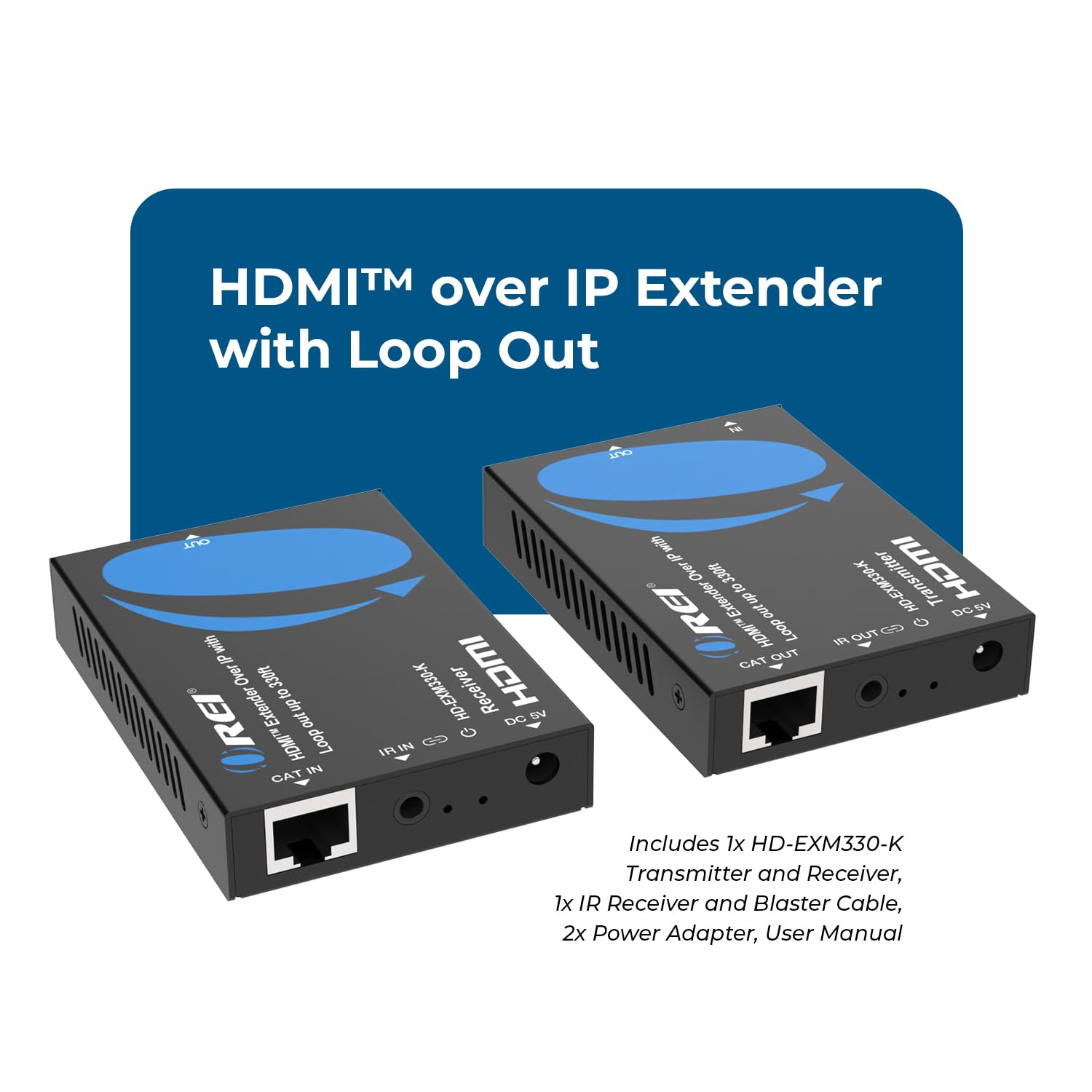 Orei Extender HDMI su CAT5/CAT6 con IR fino a 100 metri - Loop Out - Distribuzione del segnale Full HD 1080P - Over IP