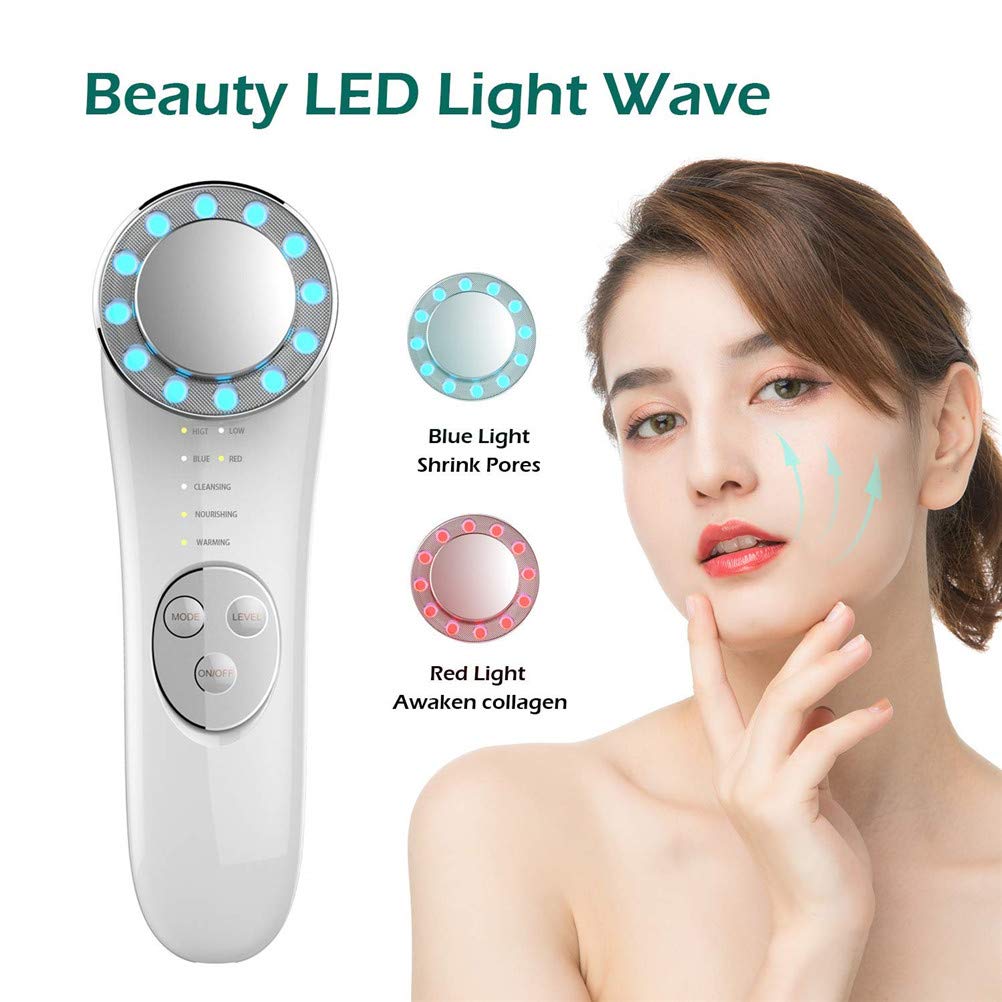 Appareil Anti Rides Visage, 7 En 1 Appareil Massage Soin Visage Dispositif De Beauté Ultrasonique LED Lumière Appareil De Beauté Mésothérapie ION Photon Soins De La Peau
