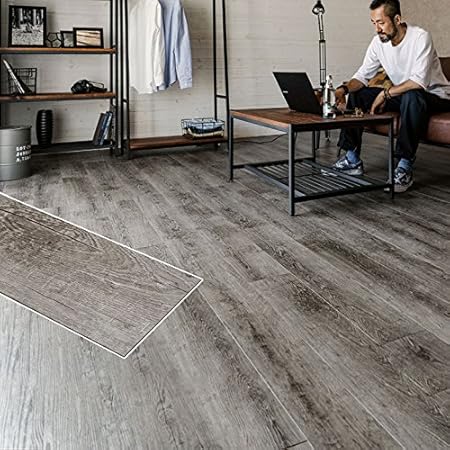 Amazon フロアタイル シート 貼るだけ フローリングタイル 36枚セット No 1ウェザードパイン 約3畳用分 木目調 接着剤付き Diy 床材 簡単 フロアーマット フローリングシート