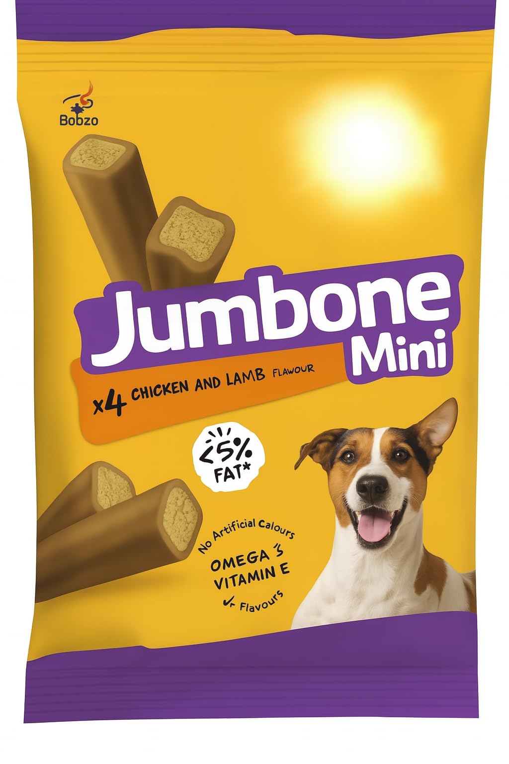 Bobzo Pdigree Jumbone Mini Dog Treats – Chicken & Lamb Flavour – 8 Packs of 4 Chews (160g Each) – Long-Lasting Chicken & Lamb Treats for Small Dogs