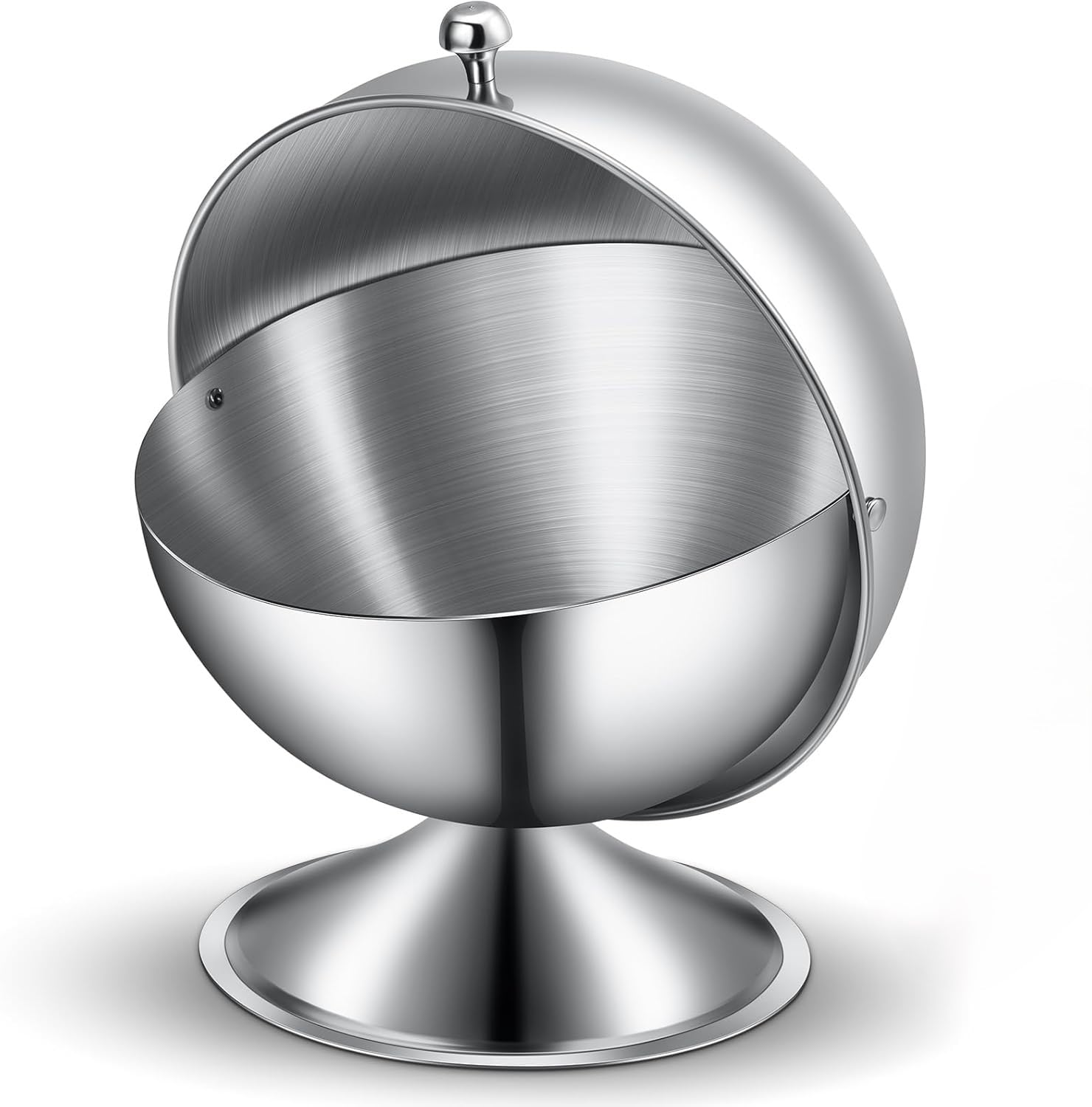 Fonteme 20oz Stainless Steel Sugar Bowl with Roll Top | Spherical Candies Bowl | Great For Kitchen, Coffee, Bar, Beverage, And Household | 20oz. Stainless Steel [1PK]