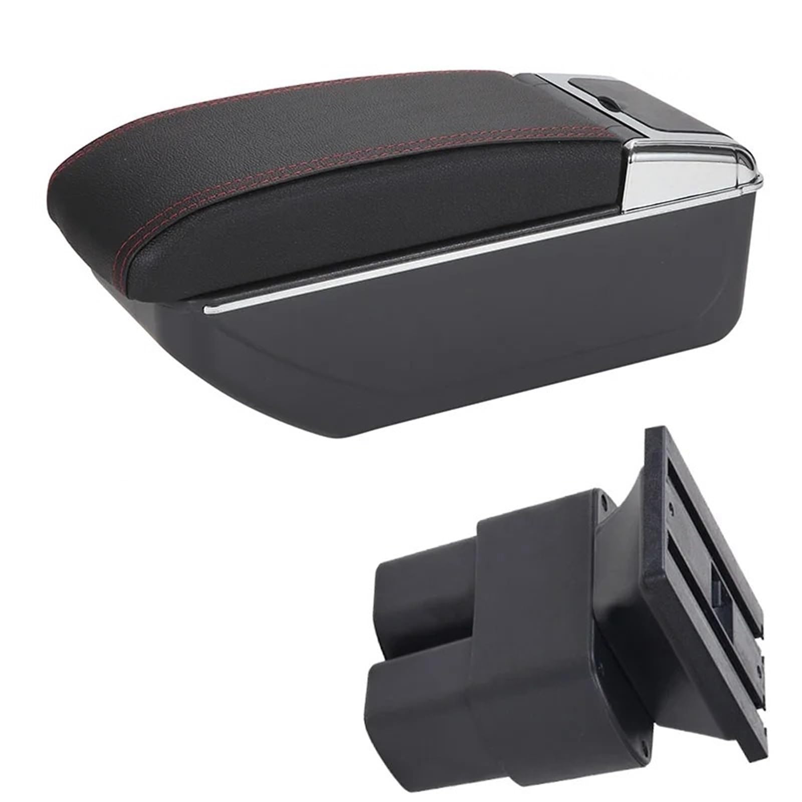 Hguvsjd Armrest Box For Nissan NV200 For Evalia 2010 2011 2012 2013 2014 2015 2016 2017 2018 2019 2020 Armrest Storage Box Retrofit Parts Car Armrests(D Black red No USB)