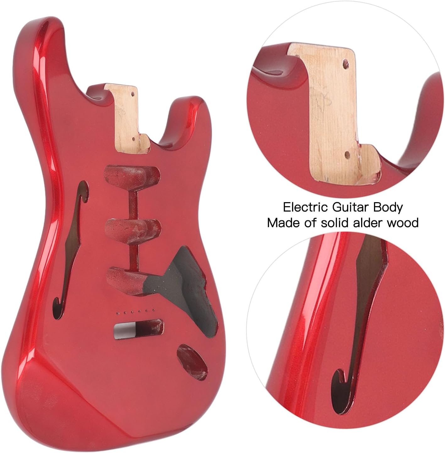 Electric Guitar Body, Solid Alder Wood Electric Guitar Body SSS Electric Guitar Body High Gloss Finish Guitar Body for ST (GSB12ST Red)