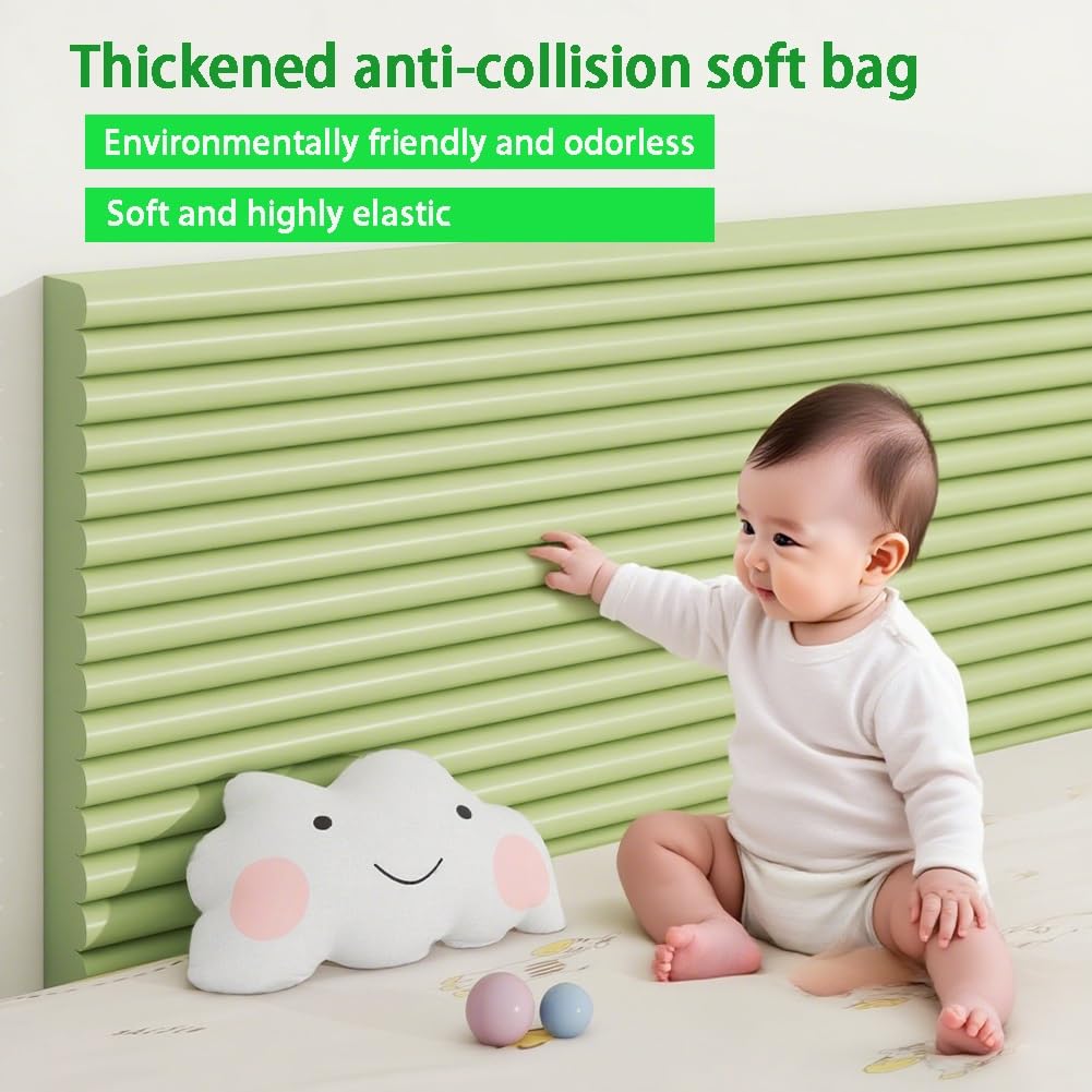 Wandpolster Kinderzimmer, Wandkissen Selbstklebend Anti-Collision, Wandpaneele Gepolstert 200cm, Wandschutz Bett, Rückenpolster Wand, Dicke 10mm, Kinderleicht Montierbar(Rosa,2pcs)