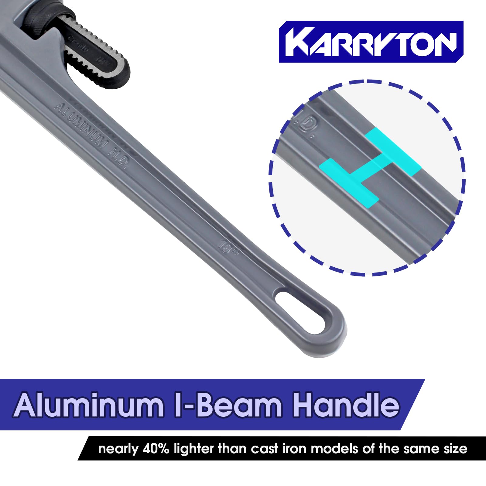 Llave de tubo de aluminio de 45,7 cm, 83 mm, apertura de mandíbula Cr-Mo ajustable, llaves de fontanería de mango recto de aluminio resistente, herramienta perfecta para fontaneros supera el
