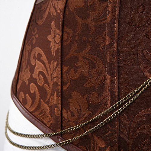 Rosfajiama Women's Steampunk Corset Top Punk Waist Cincher Gothic Bustier Top 3X-Large Brown steampunk buy now online