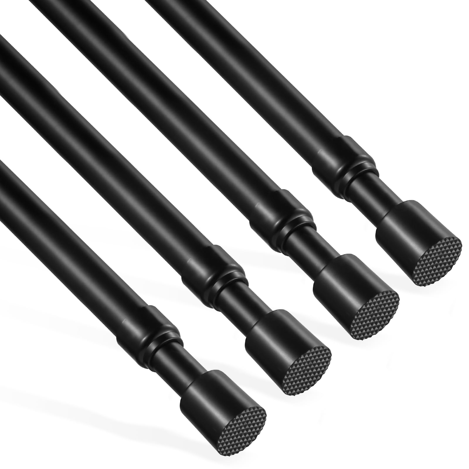 4 Pcs Tension Rod, OEH Tension Curtain Rod, No Drilling Rustproof Tension Rods for Windows 22 to 35 inch, Small Tension Rod, Adjustable Tension Rods for Closet, Windows, Kitchen, Black (22-35 inch)