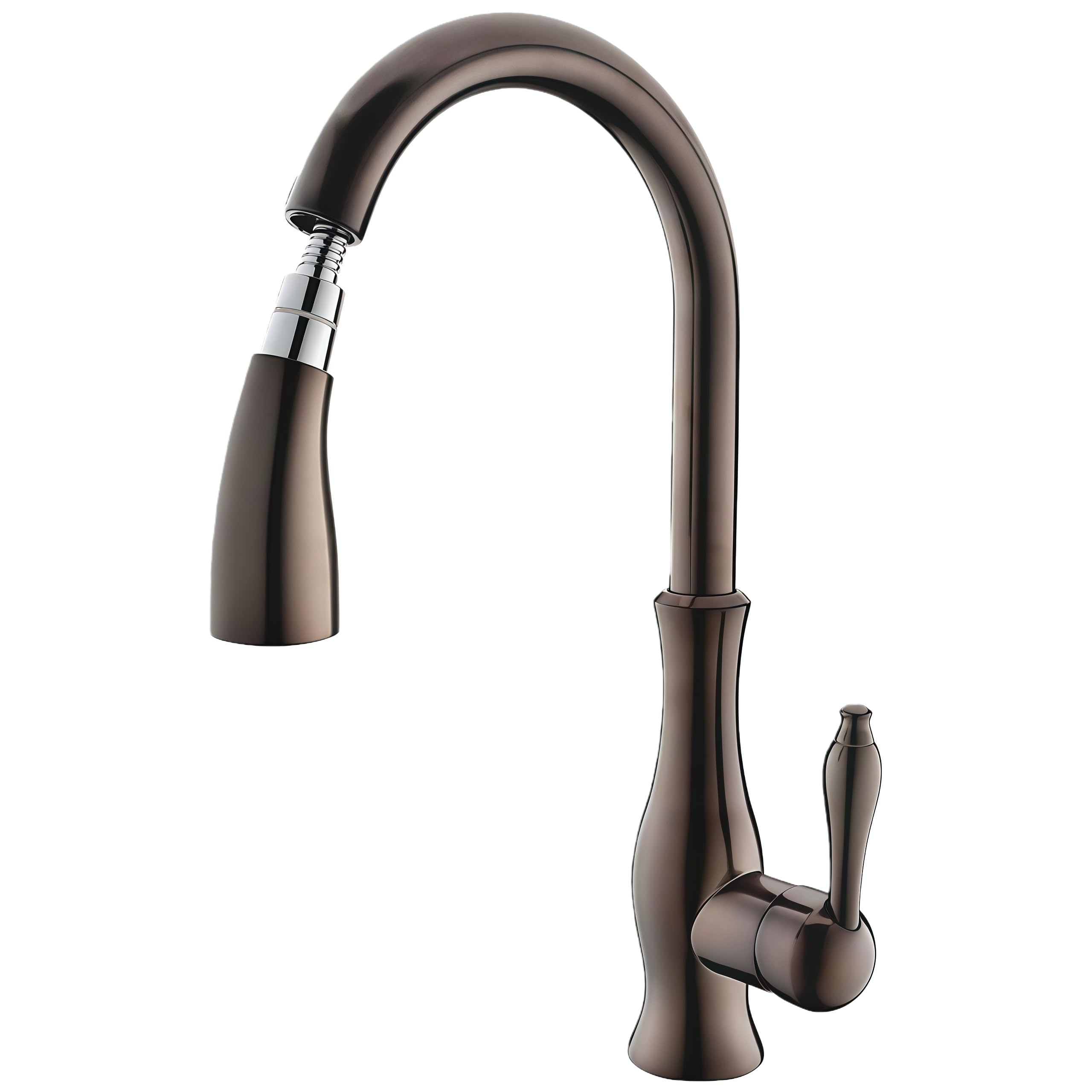 WIQUYBML Kitchen Sink Mixer Tap Pull Out Sprayer Faucet Black Solid Brass, Oil Rubbed Bronze Faucet, 360° Rotating Antique Tap, Cold and Hot for