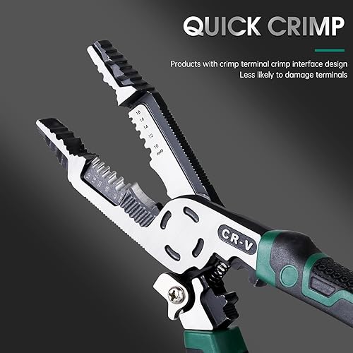 Miniatura 10 de Alicates pelacables 10 en 1, cortadores de cables, alicates combinados multifuncionales de 9 pulgadas con cortador de crimpador de cables, alicates