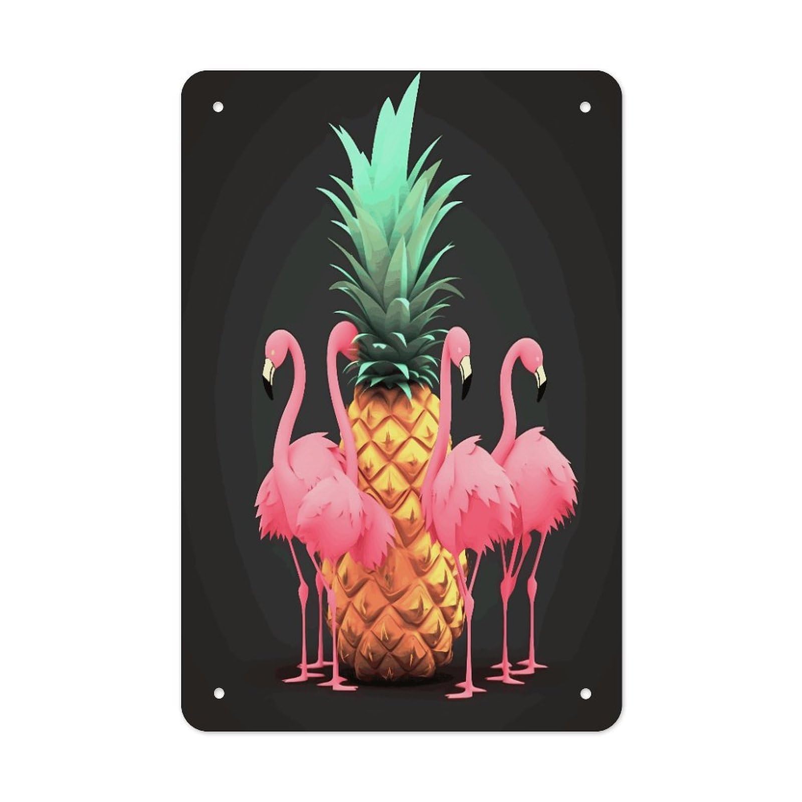 VstaDank Pineapple Flamingos Metal Tin Signs Personalized Wall Art Prints Decoration Art Poster Funny Vintage Tin Sign Iron Sheet Painting Metal Signboard Decor Painting for Wall Decor