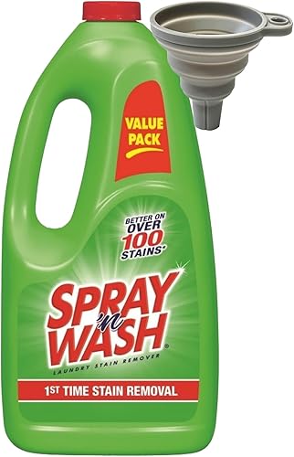 Recambio removedor de manchas en aerosol y lavado. 1 paquete. 60 onzas líquidas. Incluye embudo plegable de silicona PuredealUS para una fácil