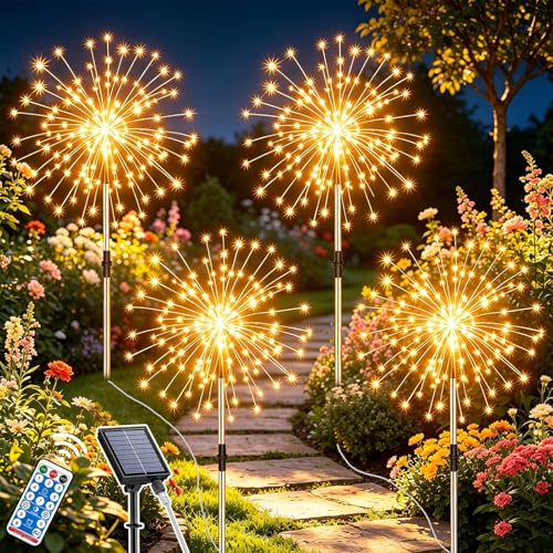 Feu d'artifice exterieur solaires blanc chaud pour decoration de cour