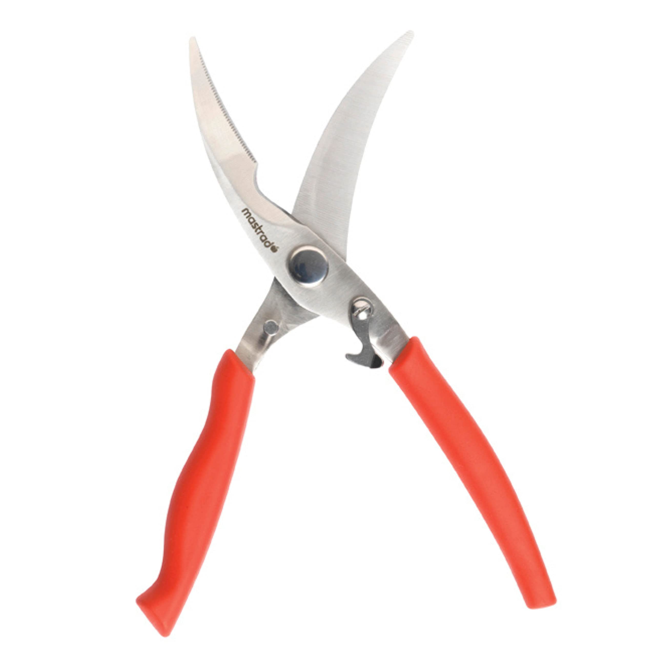 MASTRAD Ciseaux A Volaille Et Pizza - Lames Renforcées - Formes Longues Et Courbes - Loquet De Fermetures - Sécurité - Inox