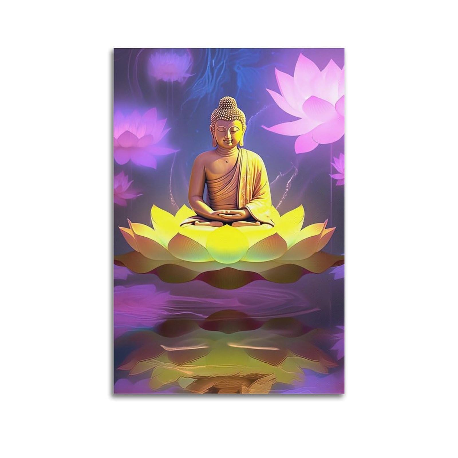 XKUGA Indian Buddhism Poster Temple Spiritual Buddha Venerable Modern Decorative Canvas Prints - Ideal Wall Art for Family, Man Cave, Game Room, Boys & Girls Bedroom 24x36inch(60x90cm)