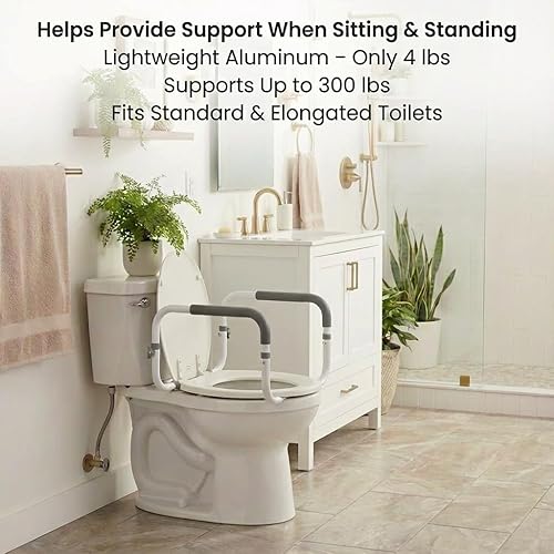 Miniatura 3 de NOVA Rieles de inodoro, pasamanos acolchados para asiento de inodoro, marco de soporte de seguridad para inodoro de baño, instalación rápida y fácil