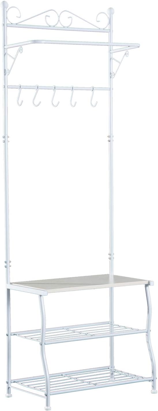 Trintion 5-stöckige Garderobe Mit Sitzbank - Kleiderständer 160cm Höhe