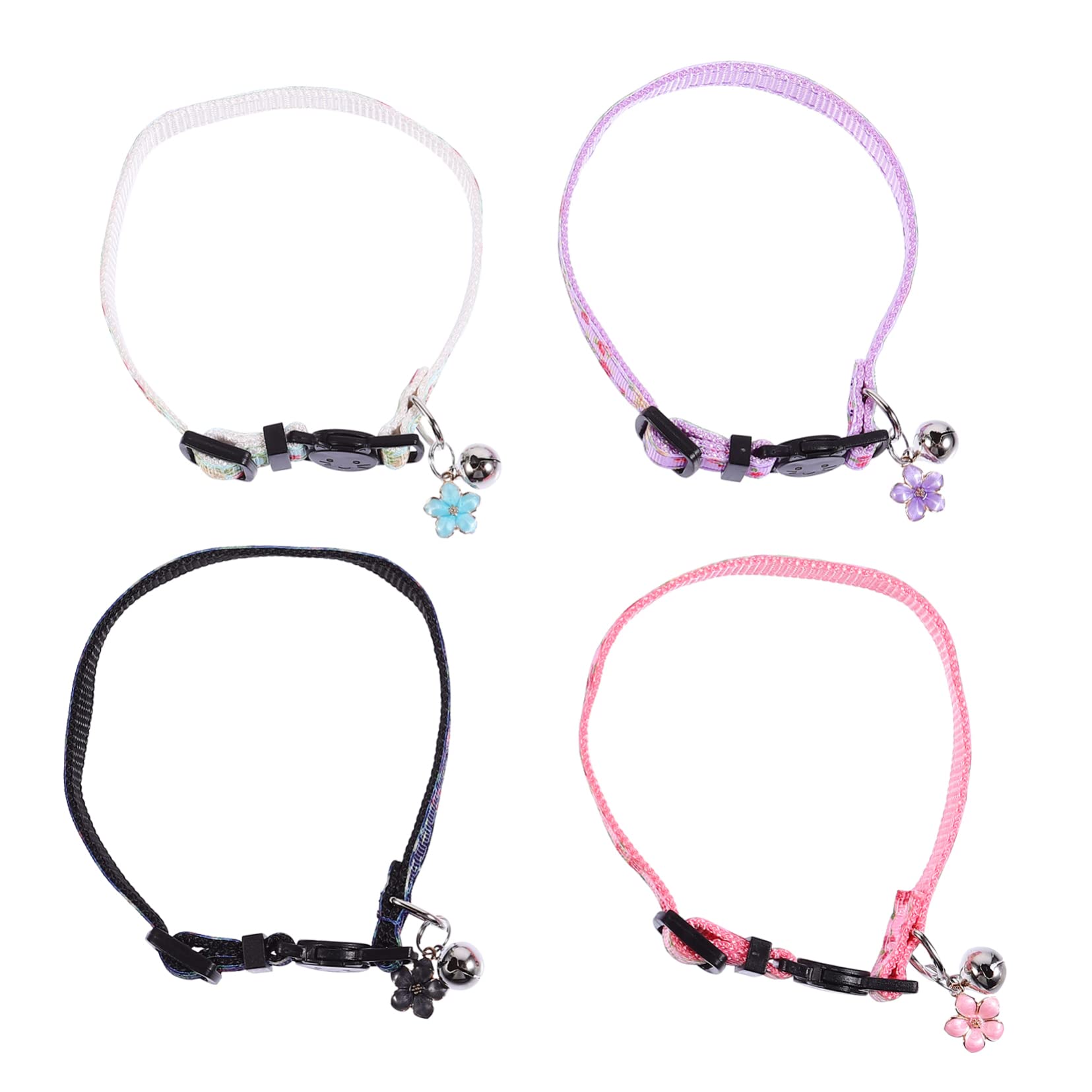 Collar de seguridad para gatos y gatitos con dise&ntilde;o de flores transpirable pack de 4