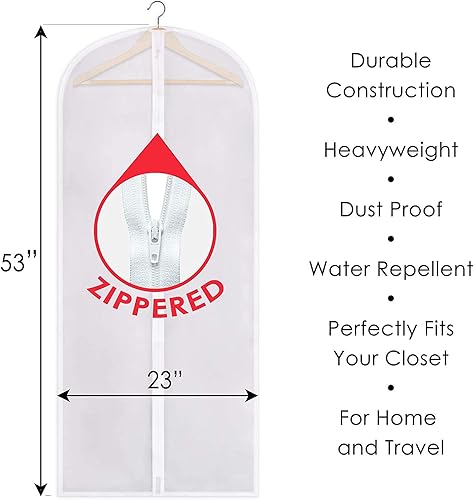 Miniatura 2 de SteadMax Bolsa de ropa con cremallera, grande de 53 x 23 pulgadas, bolsa de vestir para vestidos, trajes, chaquetas, vestidos, bolsa de