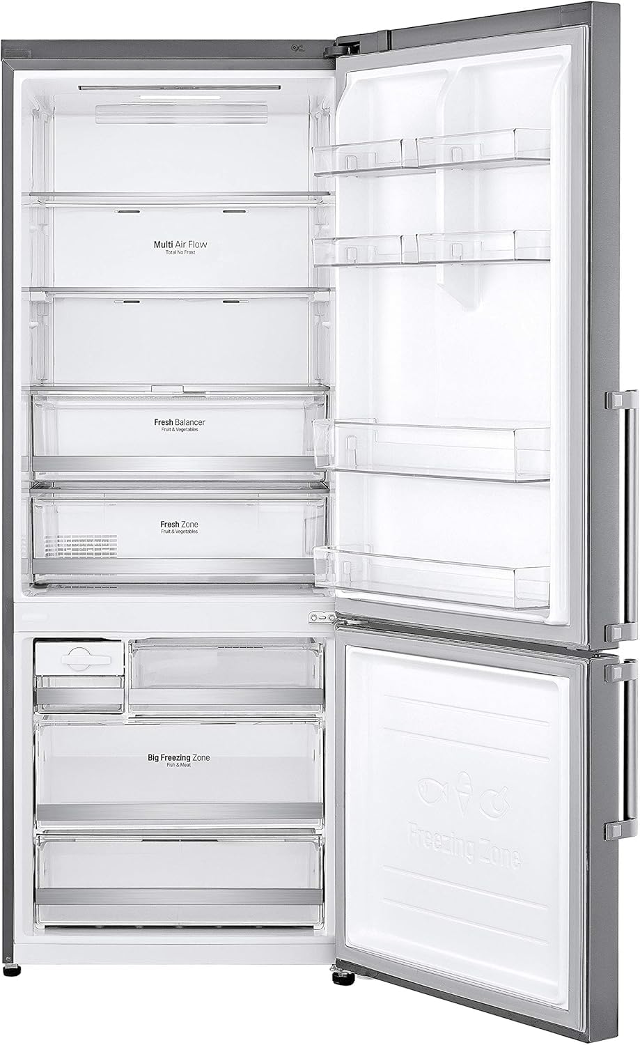 LG GBB567PZCMB Frigorifero Combinato Total No Frost, 462L, Larghezza 70cm, Wi-Fi, Door & Linear Cooling, Cassetto Fresh Balancer, Display Esterno, Compressore Smart Inverter, Inox