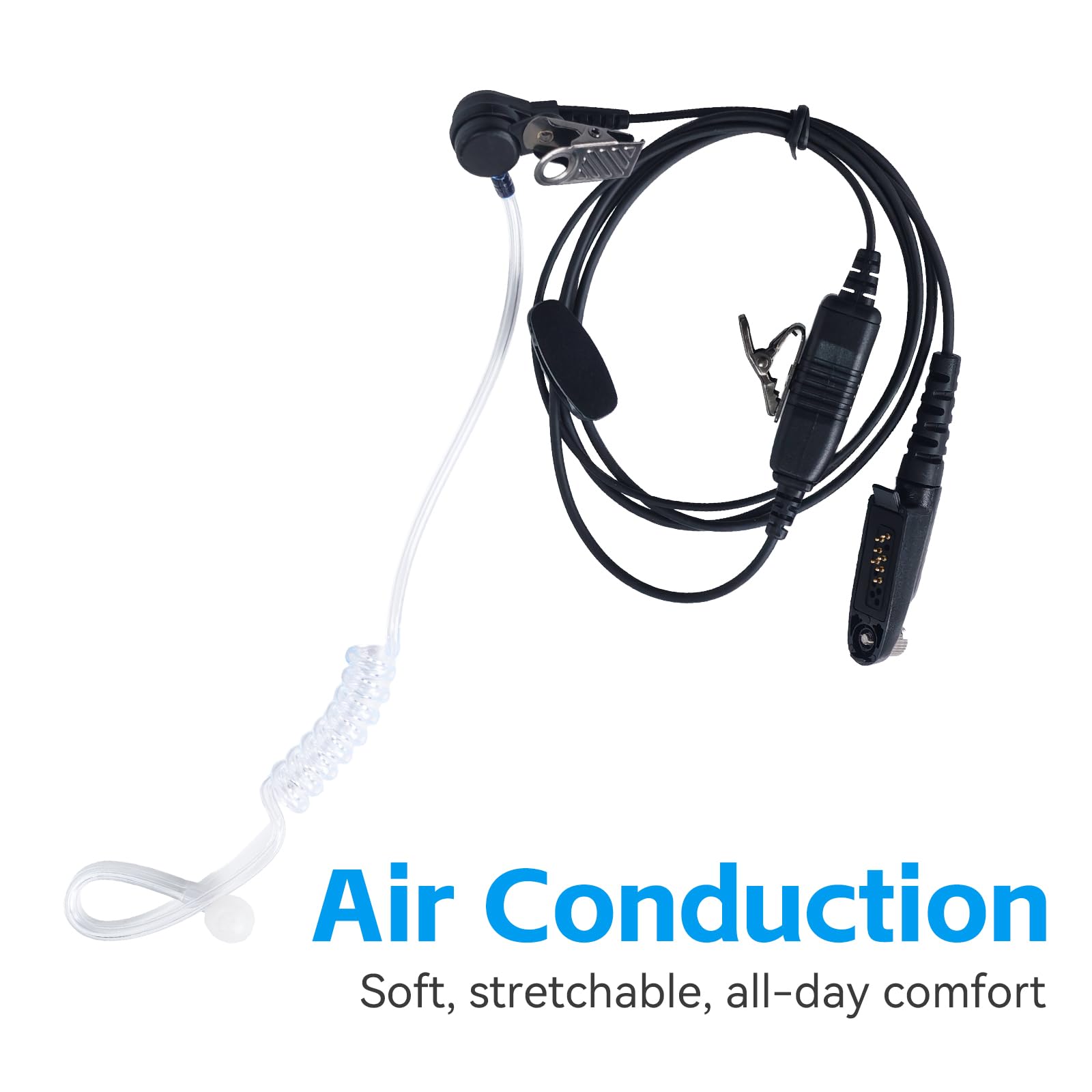 radtel Auriculares micrófono PTT para radios bidireccionales RT-950, RT-950 Pro y BJ-9000, comunicación Tipo walkie-Talkie, diseño cómodo con conducto de Aire. — view 5