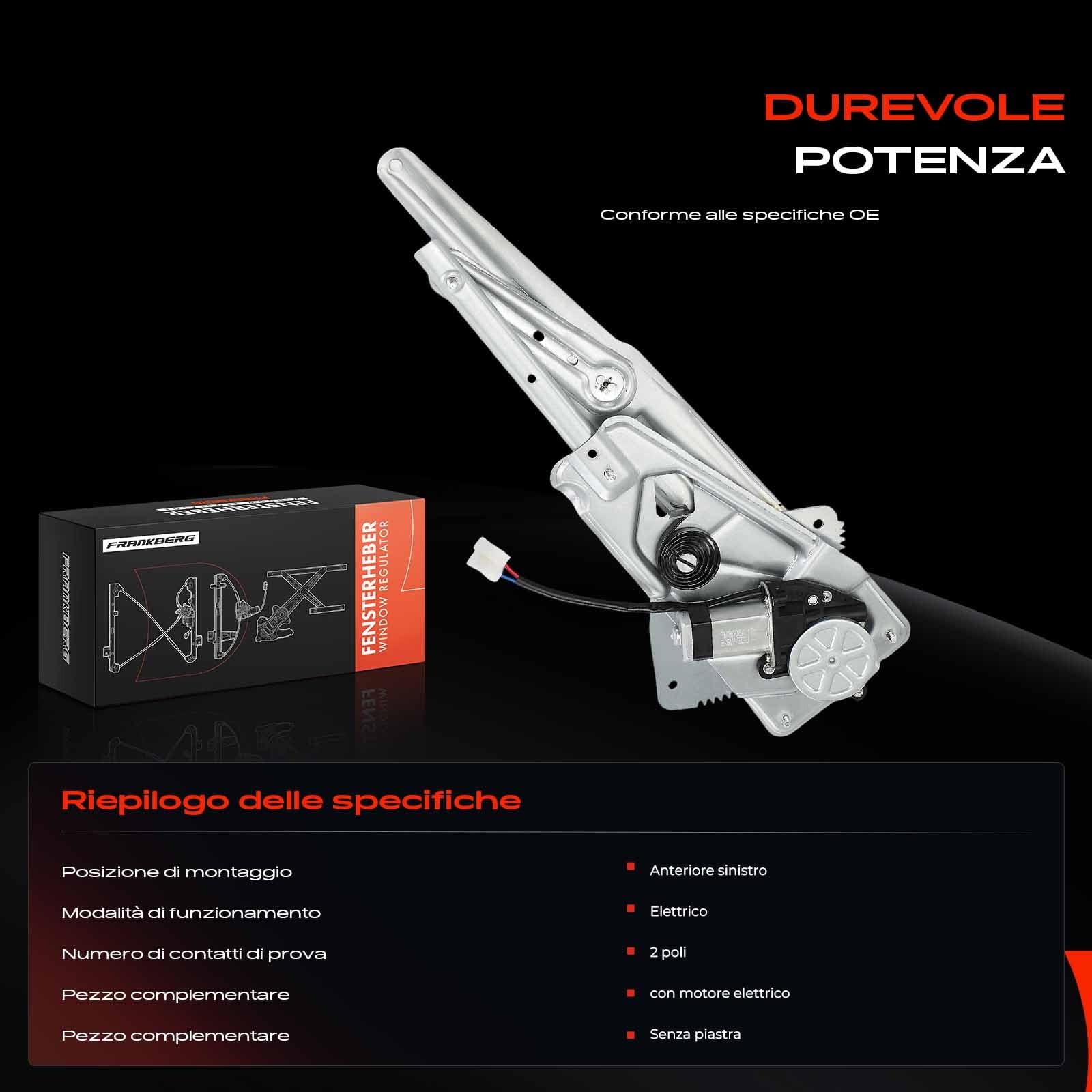 Frankberg Alzacristallo Meccanismo alzacristallo Elettrico con Motore 2-Poli Anteriore sinistro senza piastra 2/3 porte Compatibile con Twingo I C06 Replace# 8200051779