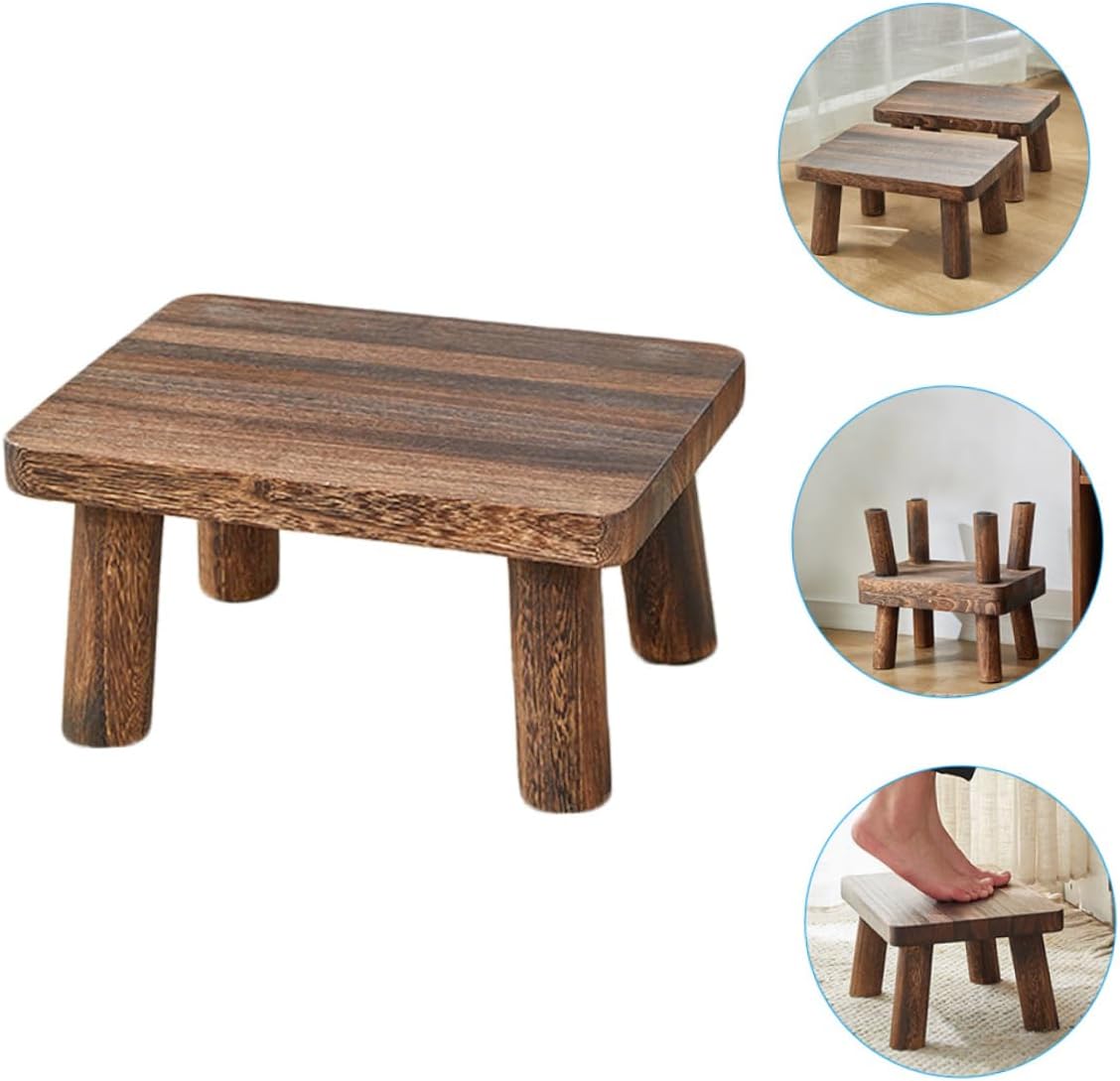 Wooden Step Stool for Kitchen Small Rectangle Foot Stool for Adults Stable and Solid Wood Design for Shoe Changing and Bed Use