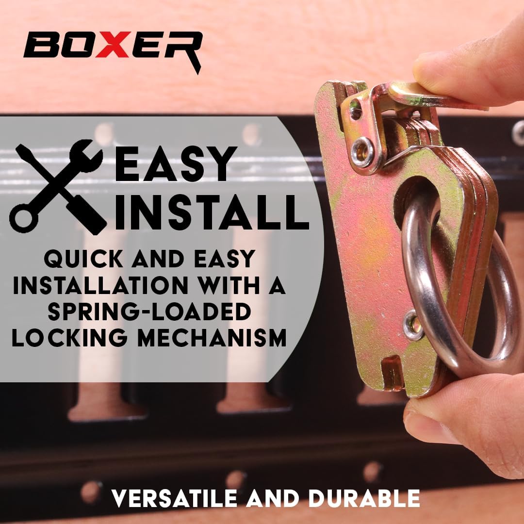 BoxerTool Extra Heavy Duty E-Track Tie Down Anchors (10 Pack) - Heavy Duty Steel 1.25" O Ring E Track Accessories for Trailer, Vans, Trucks, Motorcycle, Enclosed/Flatbed Trailers