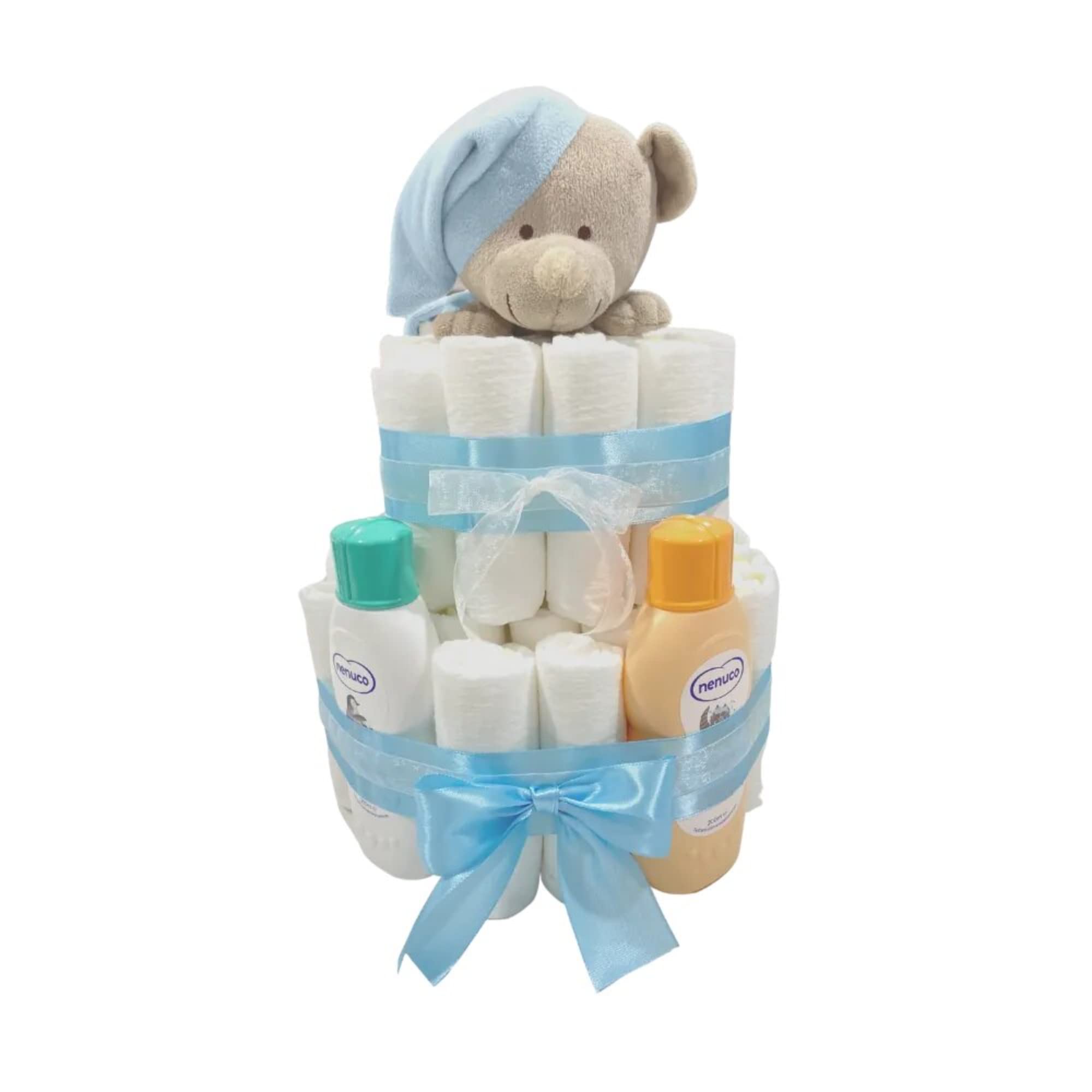 Tarta de Pañales | Pastel de Pañales para Niño | Regalo Original para Recién Nacido | Regalo para Bebé | Modelo Nenuco Doudou Azul - MyLittleBabies